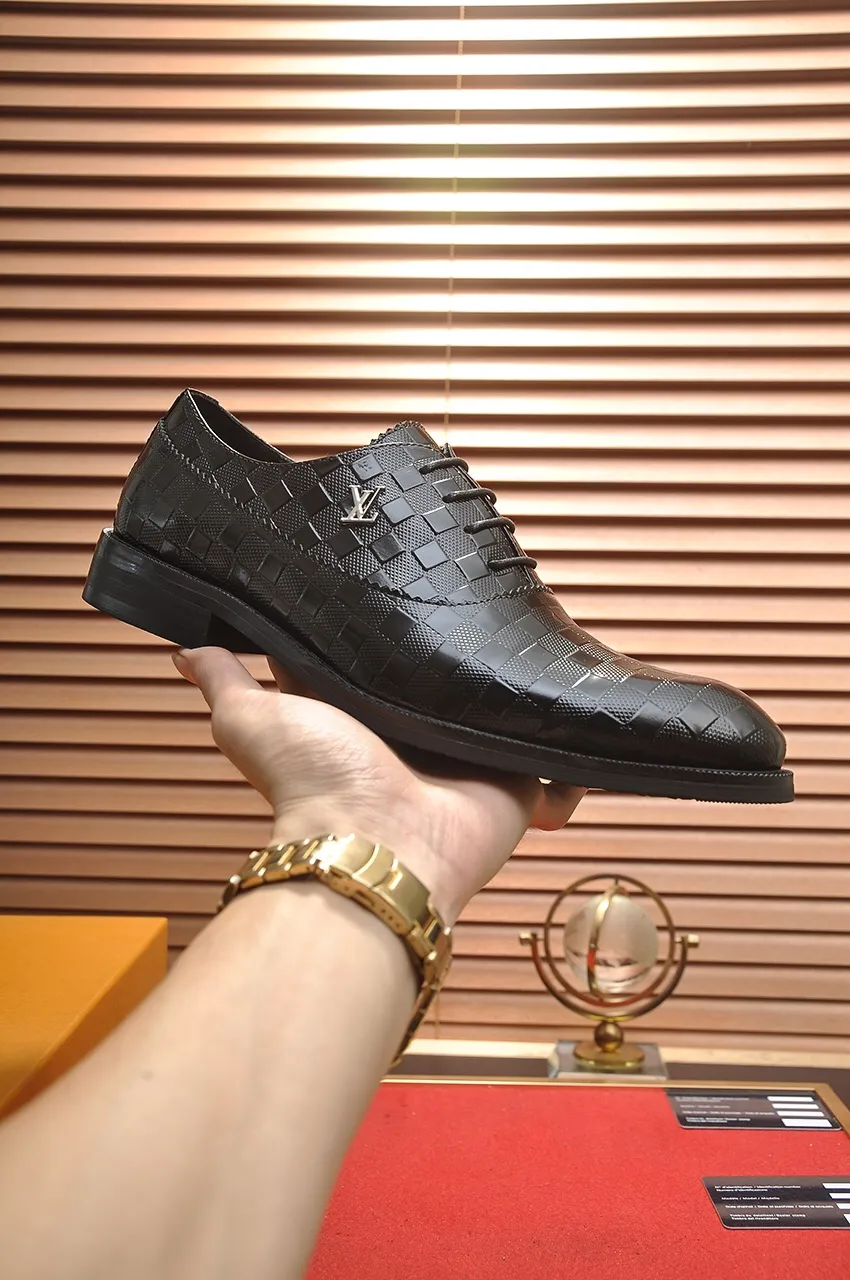 Men's shoes💰460💶【LOUIS VUITTON】(sheepskin lining) new cowhide LV formal shoes🎩🎩❗️🆘made one to one at the counter🎩original quality, imported cowhide upper➕full sheepskin lining➕original rubber outsole, {high quality visible}👣Size: 38-45 (45 custom-made)